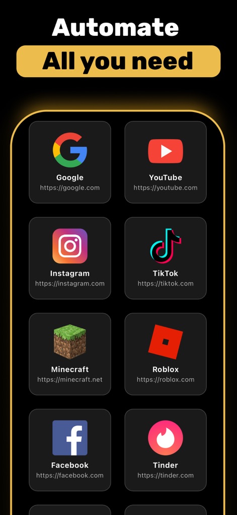 Auto Clicker・Automatic Tapper - Discover the wide range of supported platforms, from social media icons like Instagram and TikTok to gaming favorites such as Minecraft and Roblox.