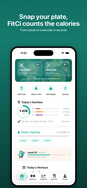 FitCi: Workout & Diet Planner screenshot 1
