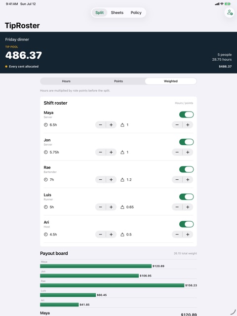 TipRoster screenshot 2