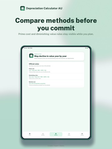 Depreciation Calculator AU iPad screenshot