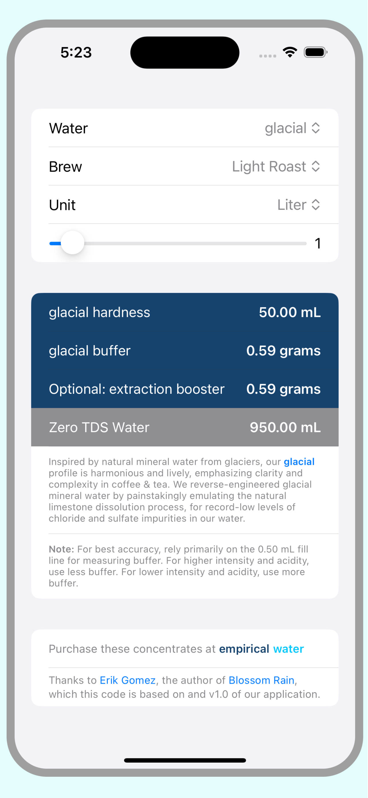 empirical water