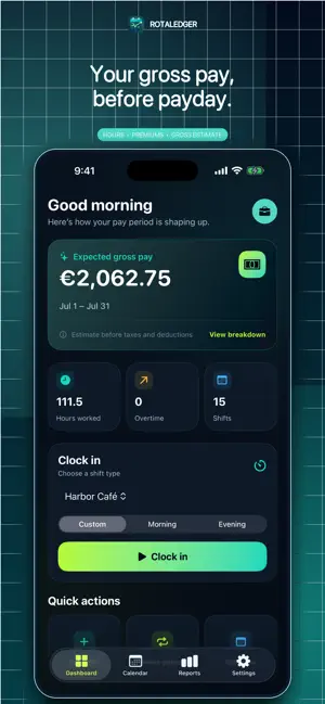 RotaLedger: Hours & Pay screenshot 1