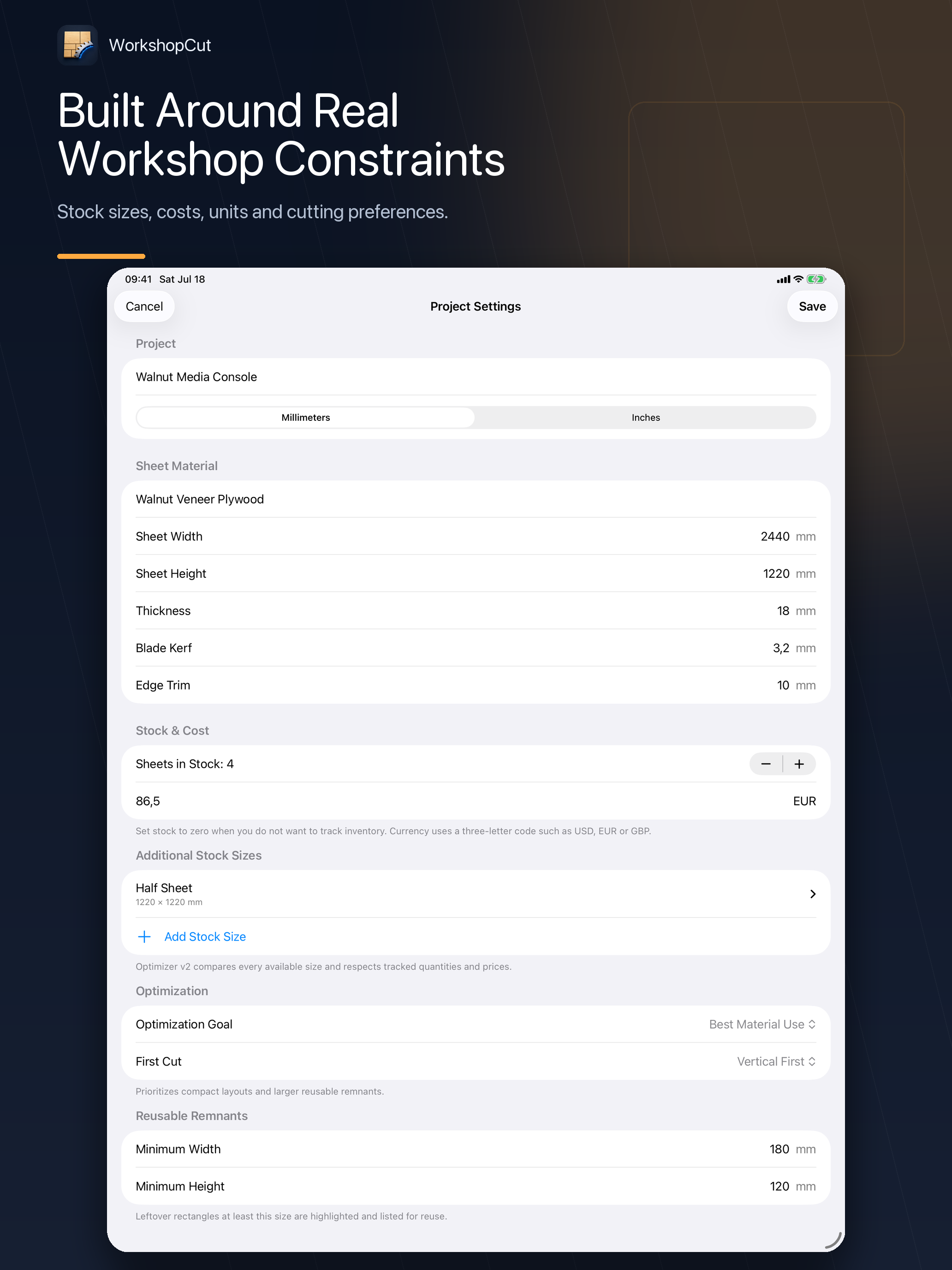 WorkshopCut: Cut List Planner screenshot 10