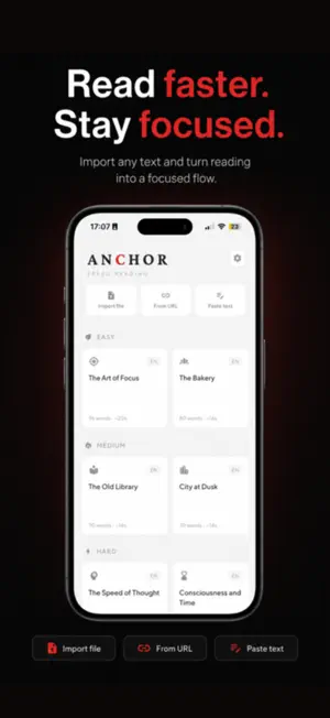 Anchor: RSVP Speed Reader screenshot 1