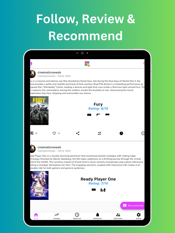 REGO - Movie Social App iPad screenshot 3 - Social Networking app