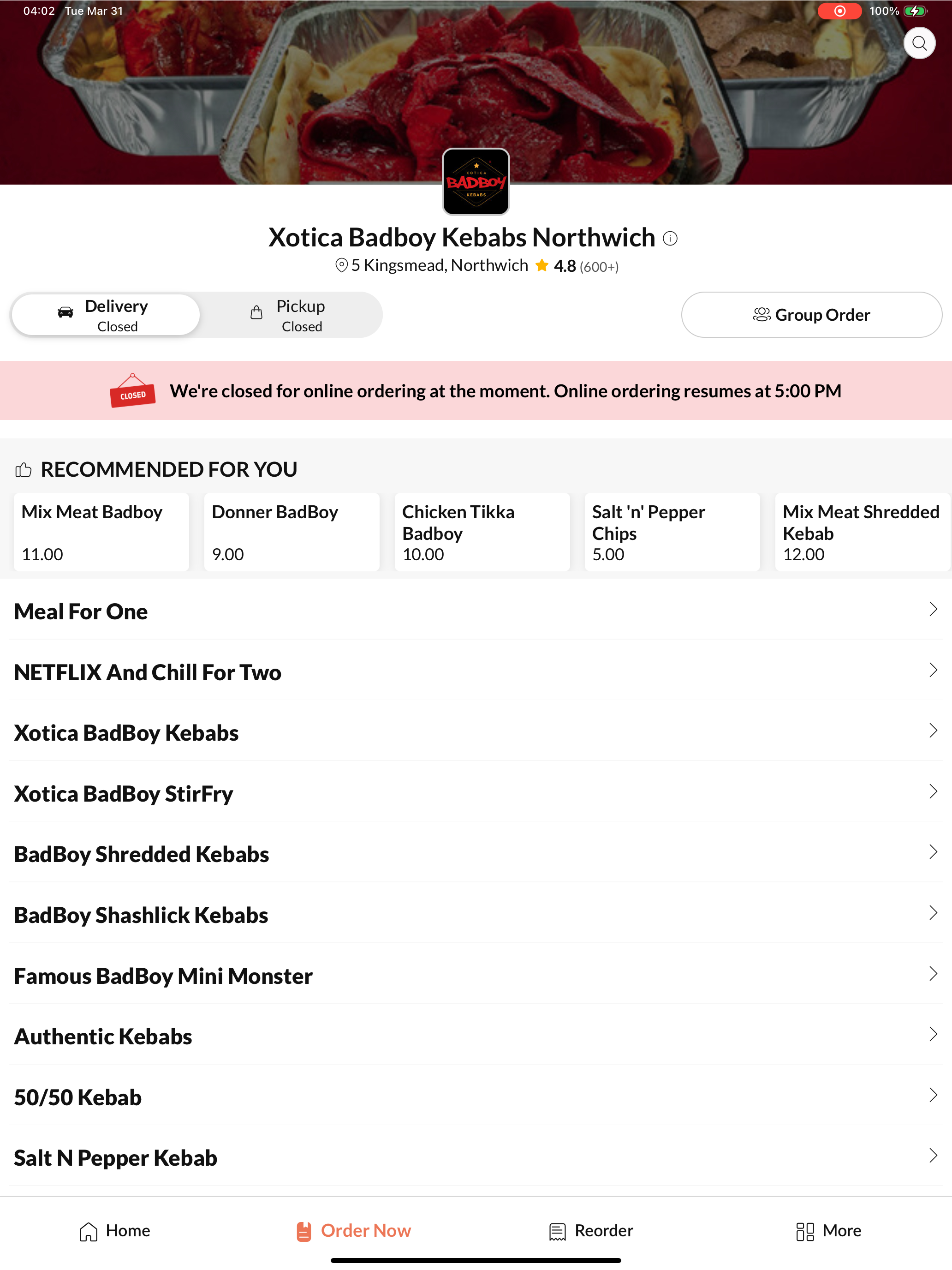 Xotica Badboy Kebabs Northwich