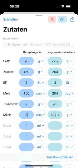 Screenshot von Backform Umrechnung auf dem iPhone 4
