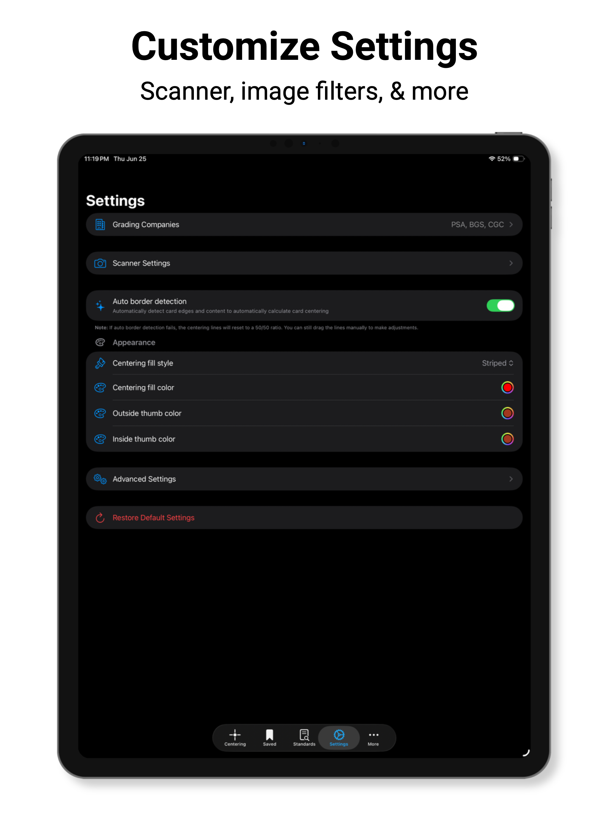 Card Centering Calculator