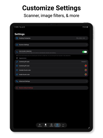 Card Centering Calculator iPad screenshot