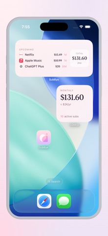 SubBye - Subscription Tracker iPhone screenshot