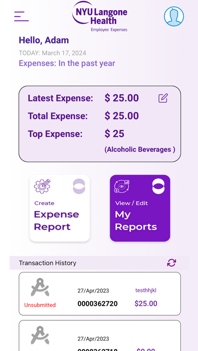 Employee Expenses Screenshot