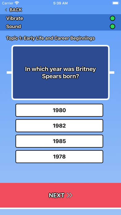 Britney Spears Trivia Screenshot