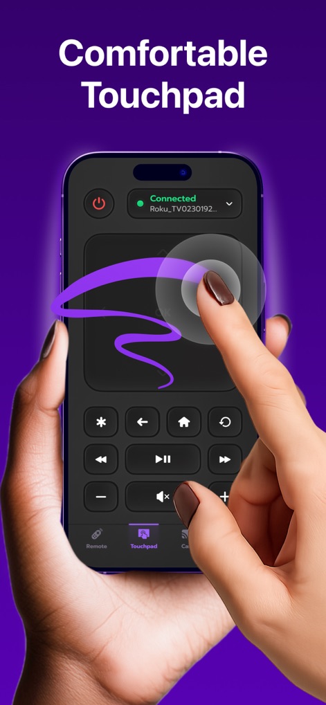 Remote Control for Roku TV ◦ - La aplicación ofrece un modo de touchpad que permite a los usuarios una navegación precisa mediante gestos táctiles, mejorando la interacción con su Roku.