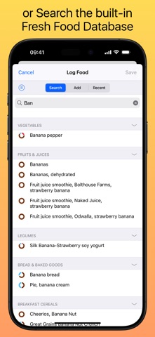 Nutrients & Calories iPhone screenshot