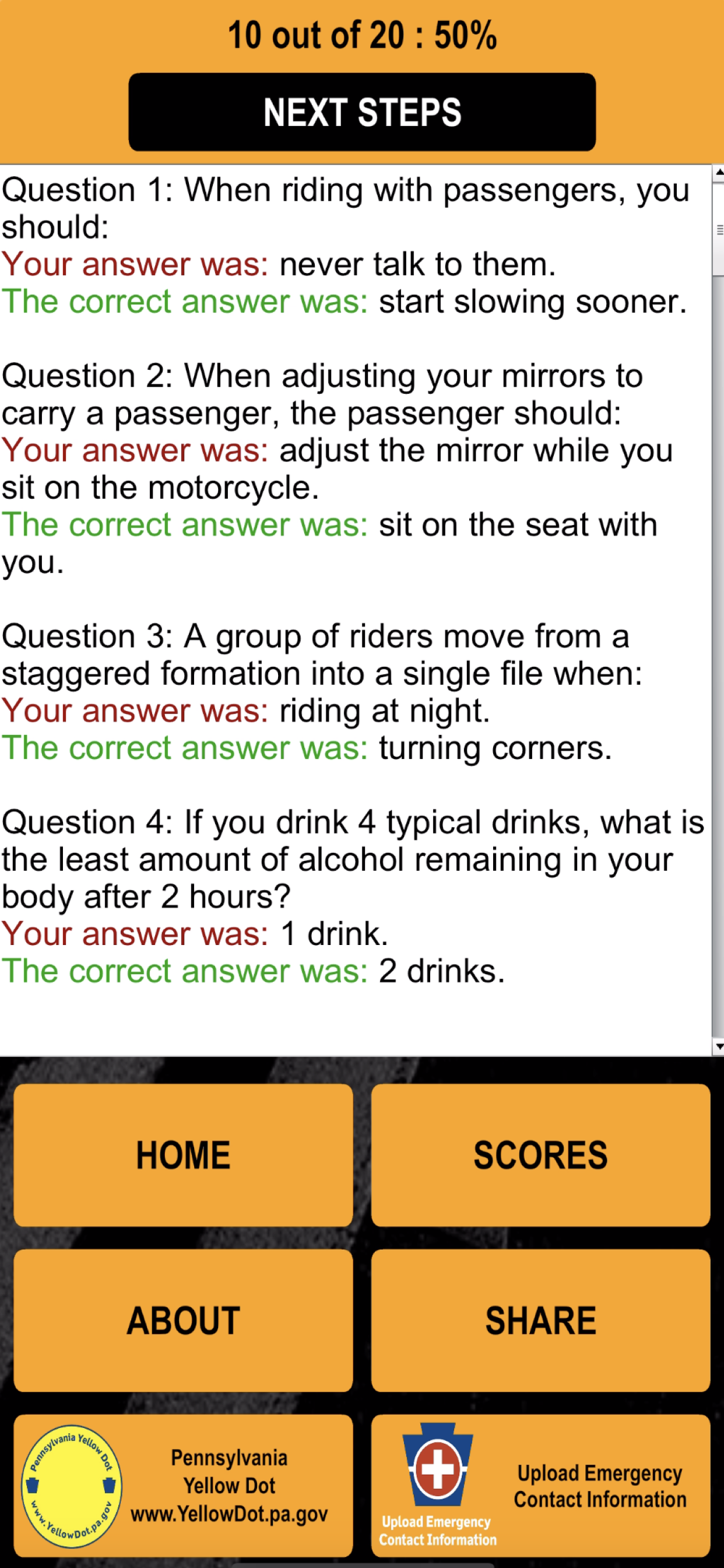 PA Motorcycle Practice Test