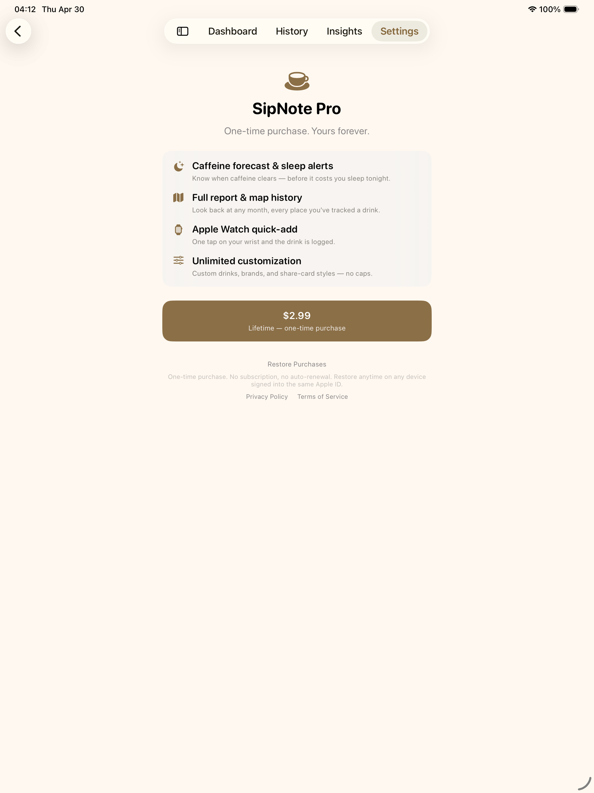 SipNote: Caffeine Tracker