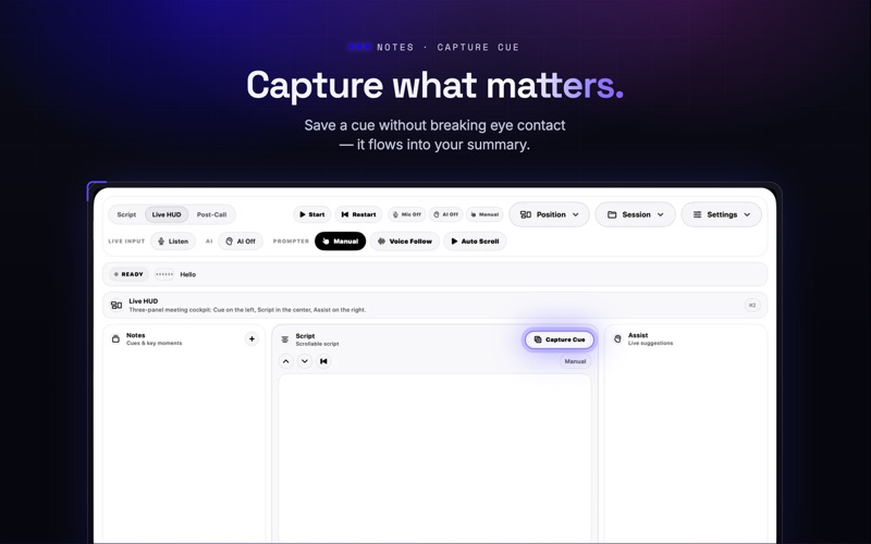 CueHUD: Meeting HUD & Notes screenshot