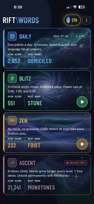 RiftWords • Daily Word Puzzle screenshot 1