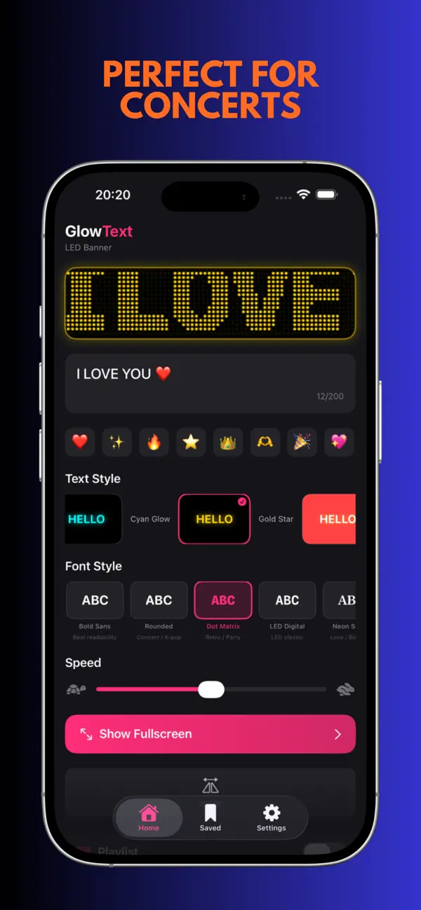 GlowText: LED Banner App - Scrolling Sign for iPhone App Store screenshot 1