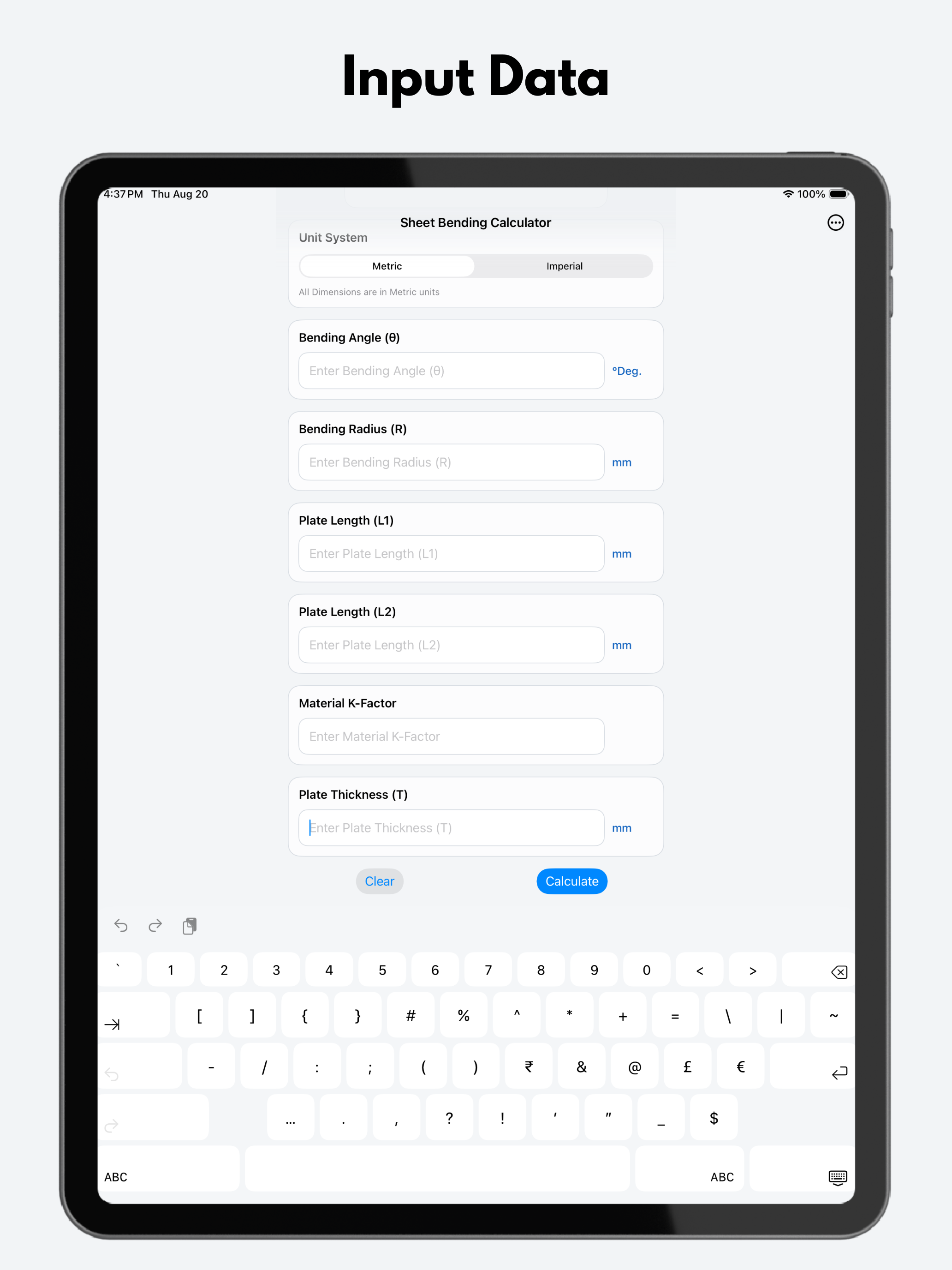 Sheet Bending Calculator Pro screenshot 8