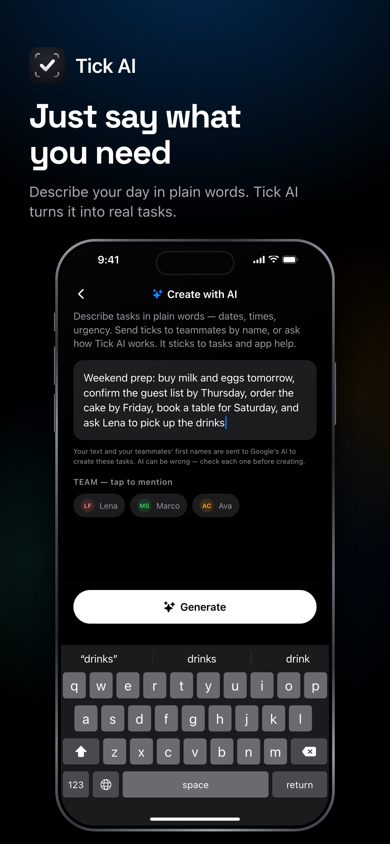 Screenshot 2 of Tick AI - Shared To Do
