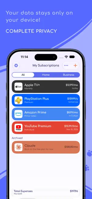 Plu - Subscriptions Tracker screenshot 1