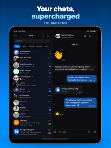 Novagram Messenger Telegram ipad screenshot 3