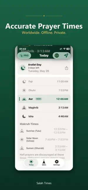 Prayer Times: Adhan, Qibla screenshot 1