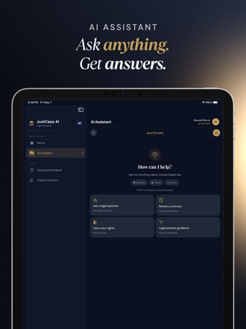 JustCase - AI Law Assistant iPad screenshot