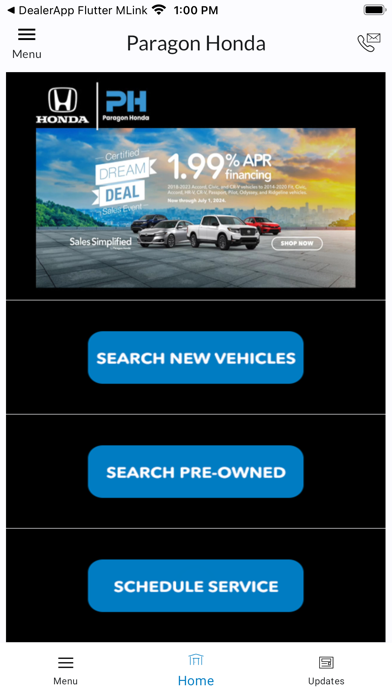Paragon Honda DealerApp Screenshot