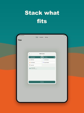 Waymark: Travel Packing List iPad screenshot