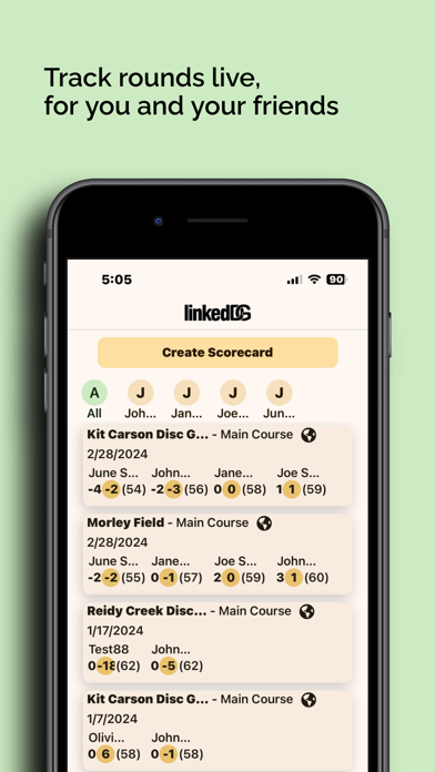 linkedDG Disc Golf Scorecard Screenshot