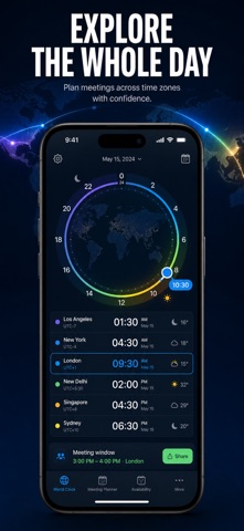 世界时钟 时区时差 当地时间 海外团队跨国会议协调 screenshot
