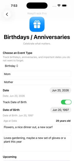 Captura de pantalla de KeepTrack Pro: Life Organizer en iPhone 1