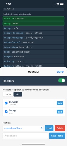 HeaderX iPhone screenshot