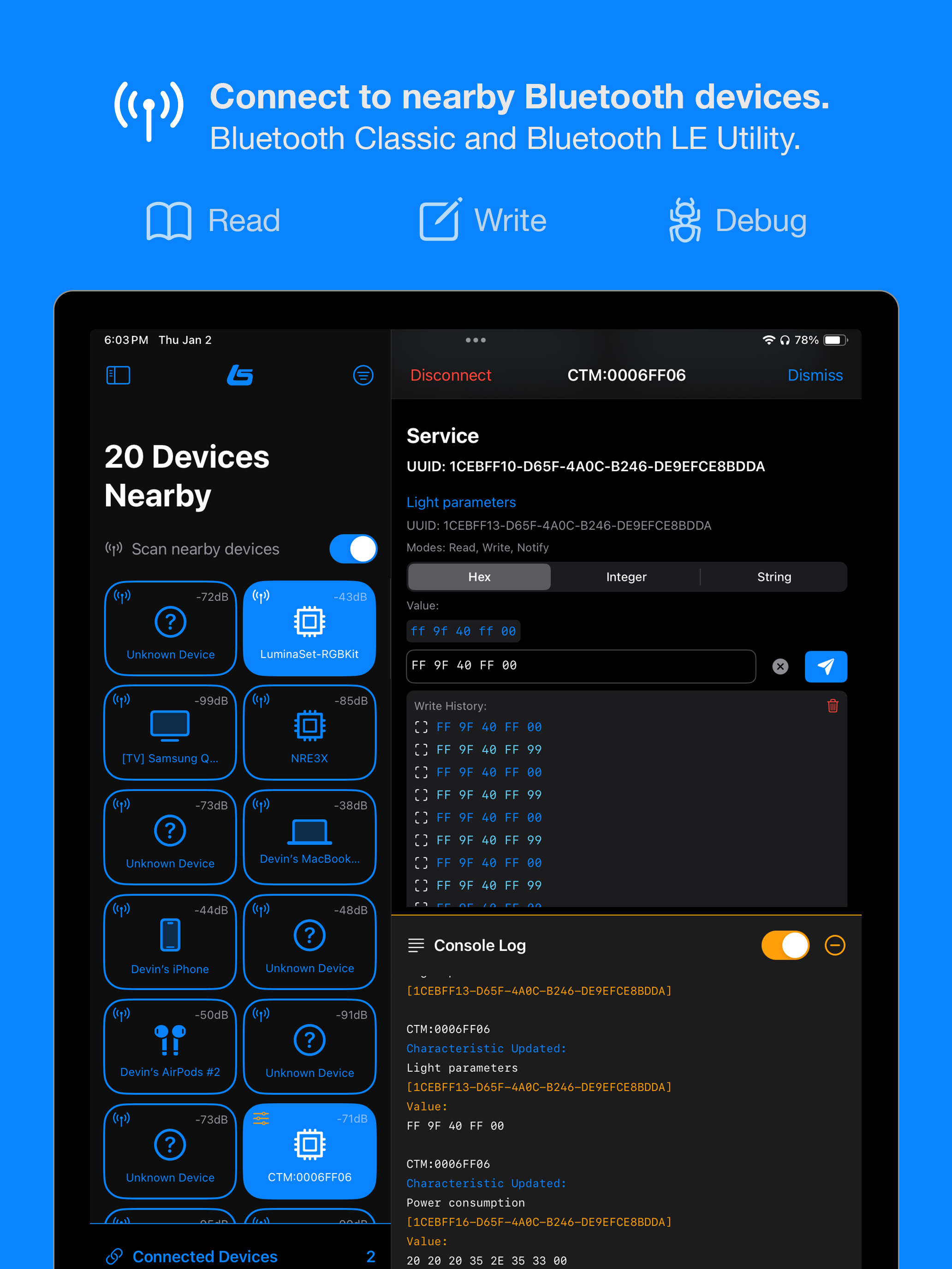 LuminaSet Bluetooth Utility