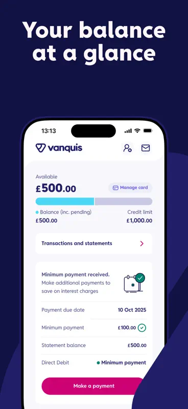 Vanquis Credit Card screenshot 1 of 7