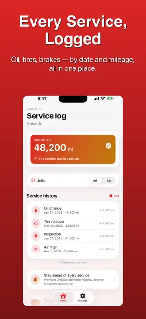 Car Care Service Log screenshot 1