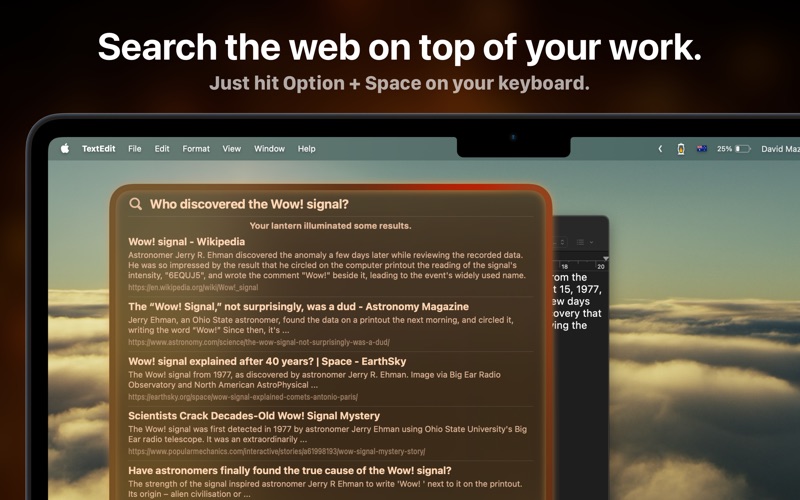 Lantern - Floating Web Search Screenshot