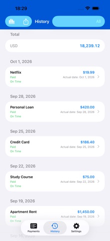 Payments reminder BillsOn iPhone screenshot