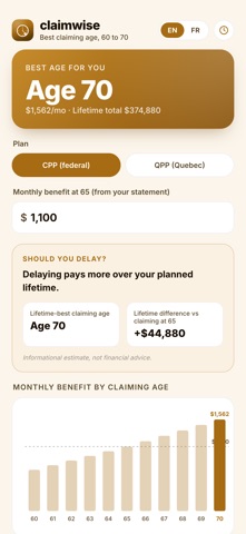 ClaimWise: CPP & QPP Optimizer Screenshot 1 of 5