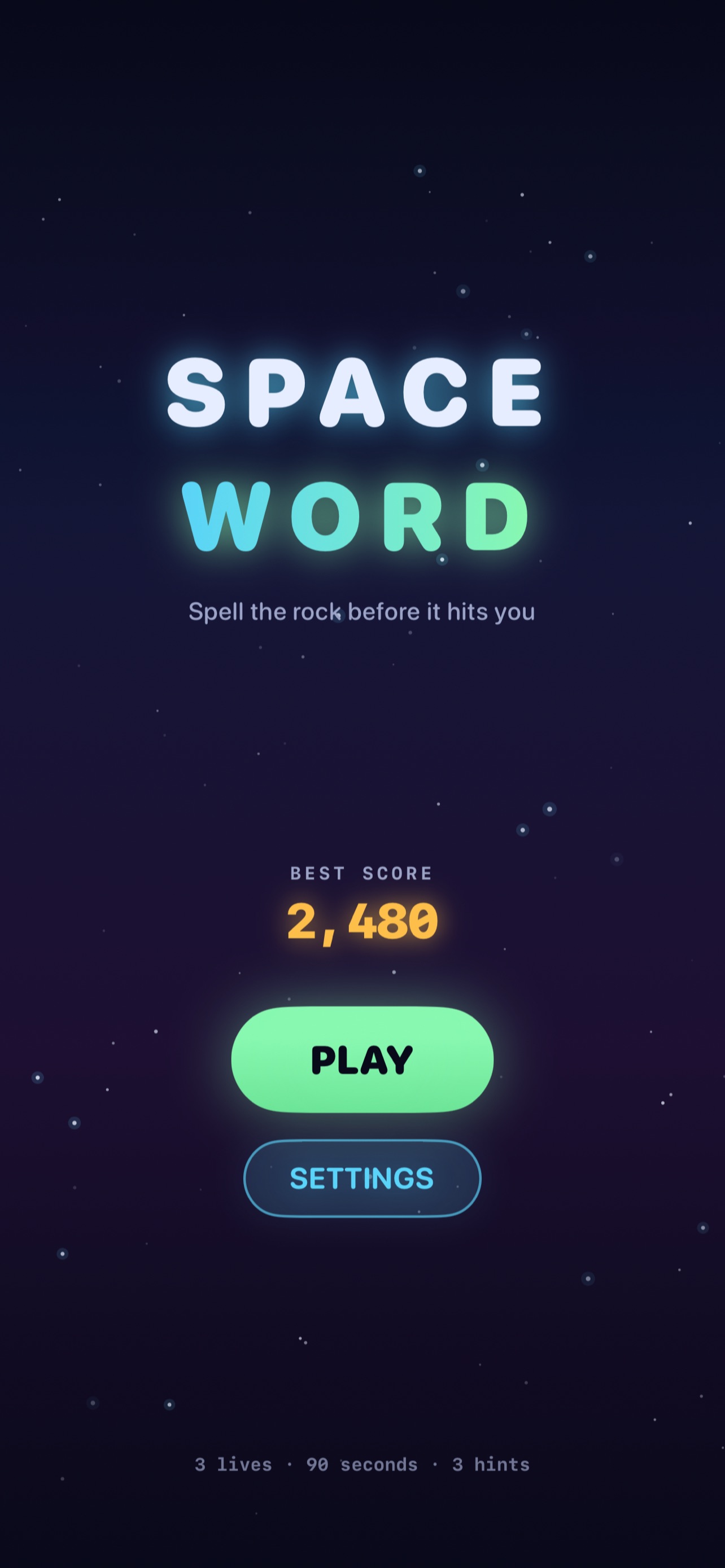 Screenshot 1 of Space Word: Asteroid Anagrams