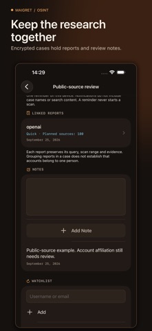 Maigret: OSINT Username Finder iPhone screenshot
