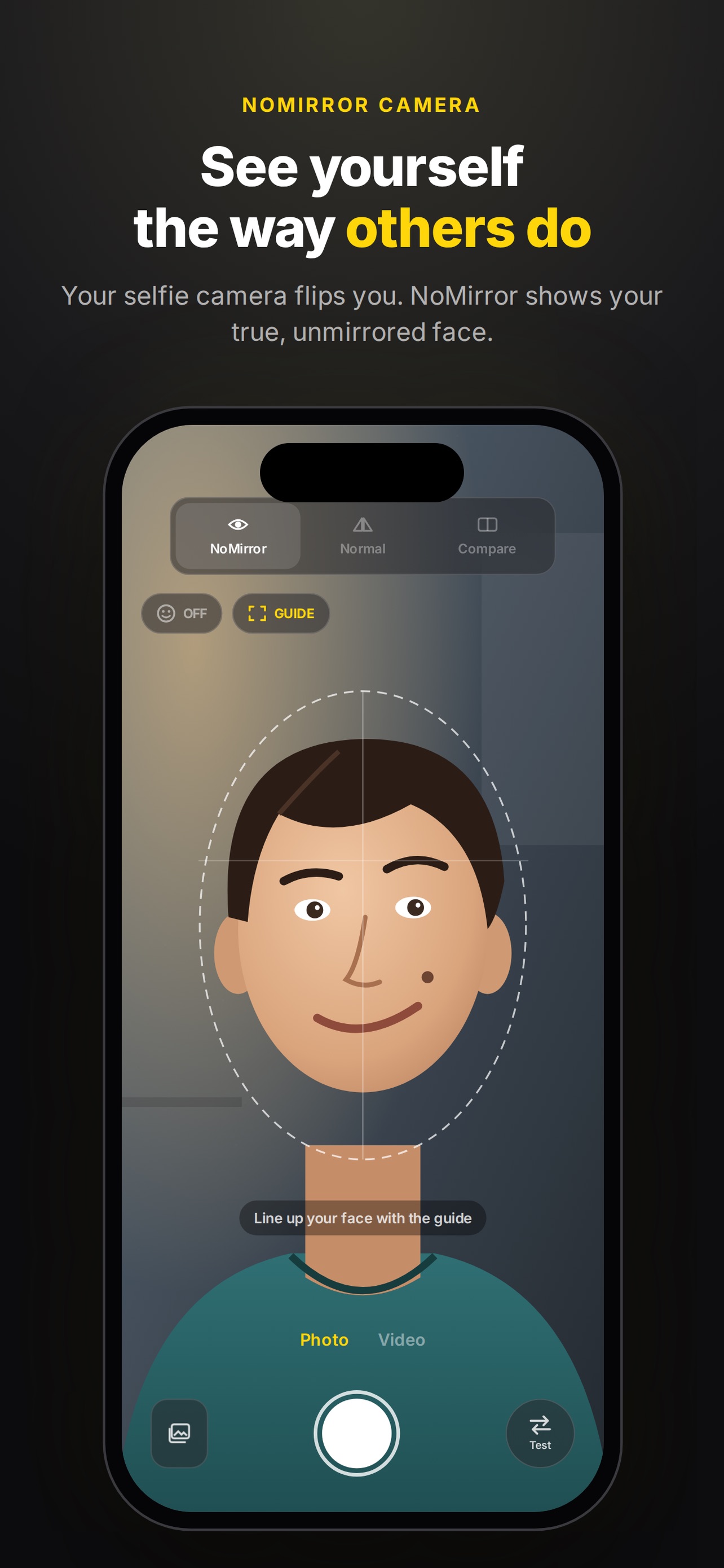 Screenshot 1 of NoMirror: True Selfie Camera