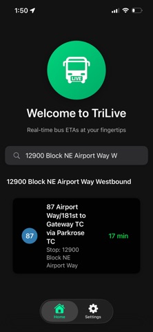 TriLive: Real-Time Transit App iPhone screenshot