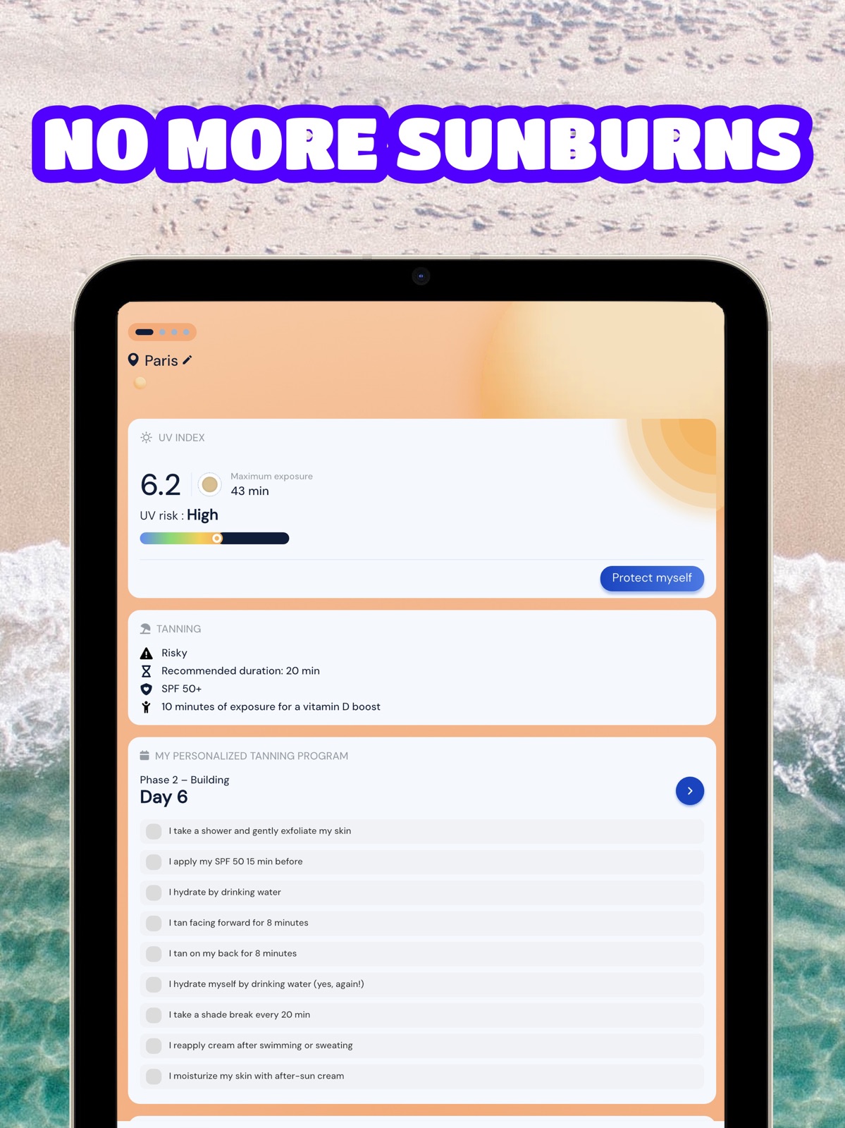 Sun Tracker: UV Index & Tan ipad screenshot 1