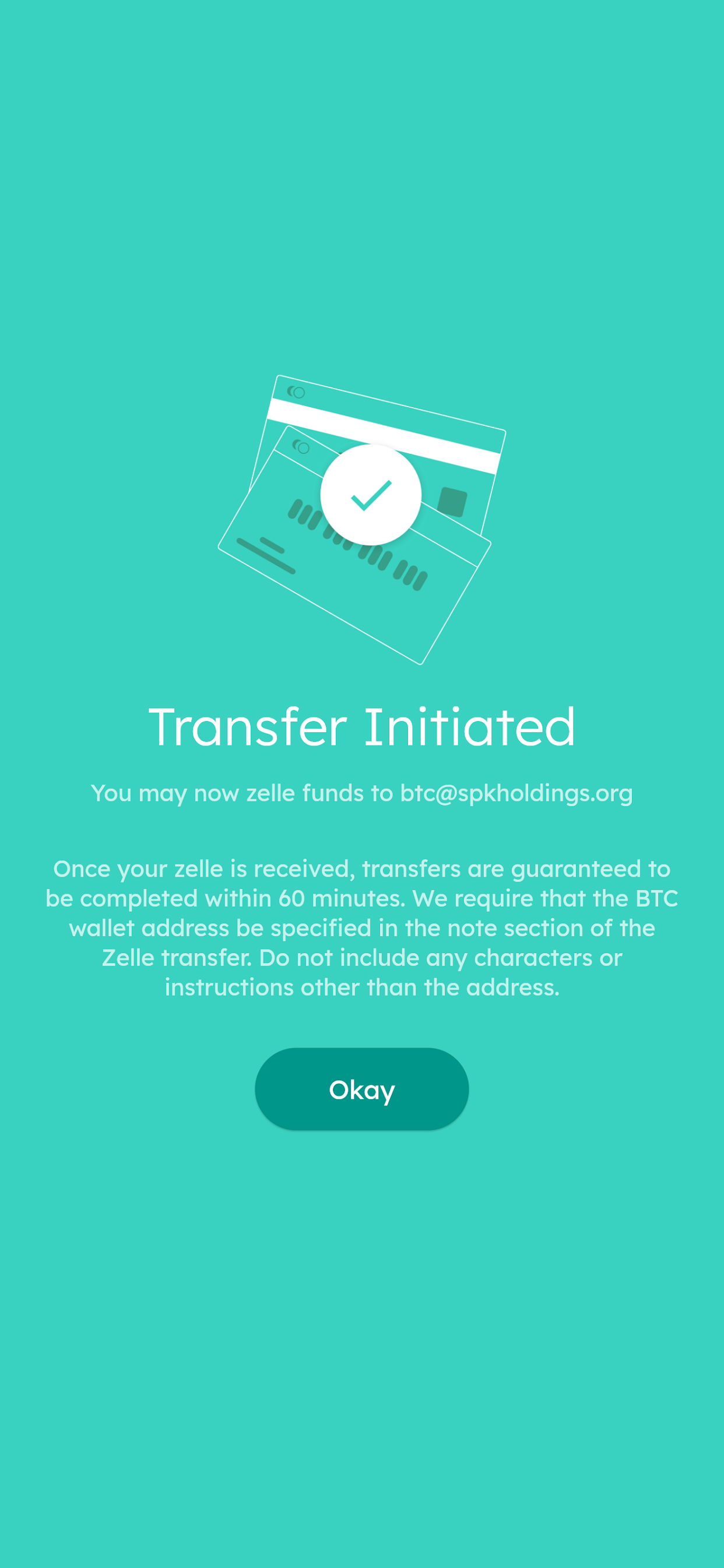 Zelle to BTC screenshot 2