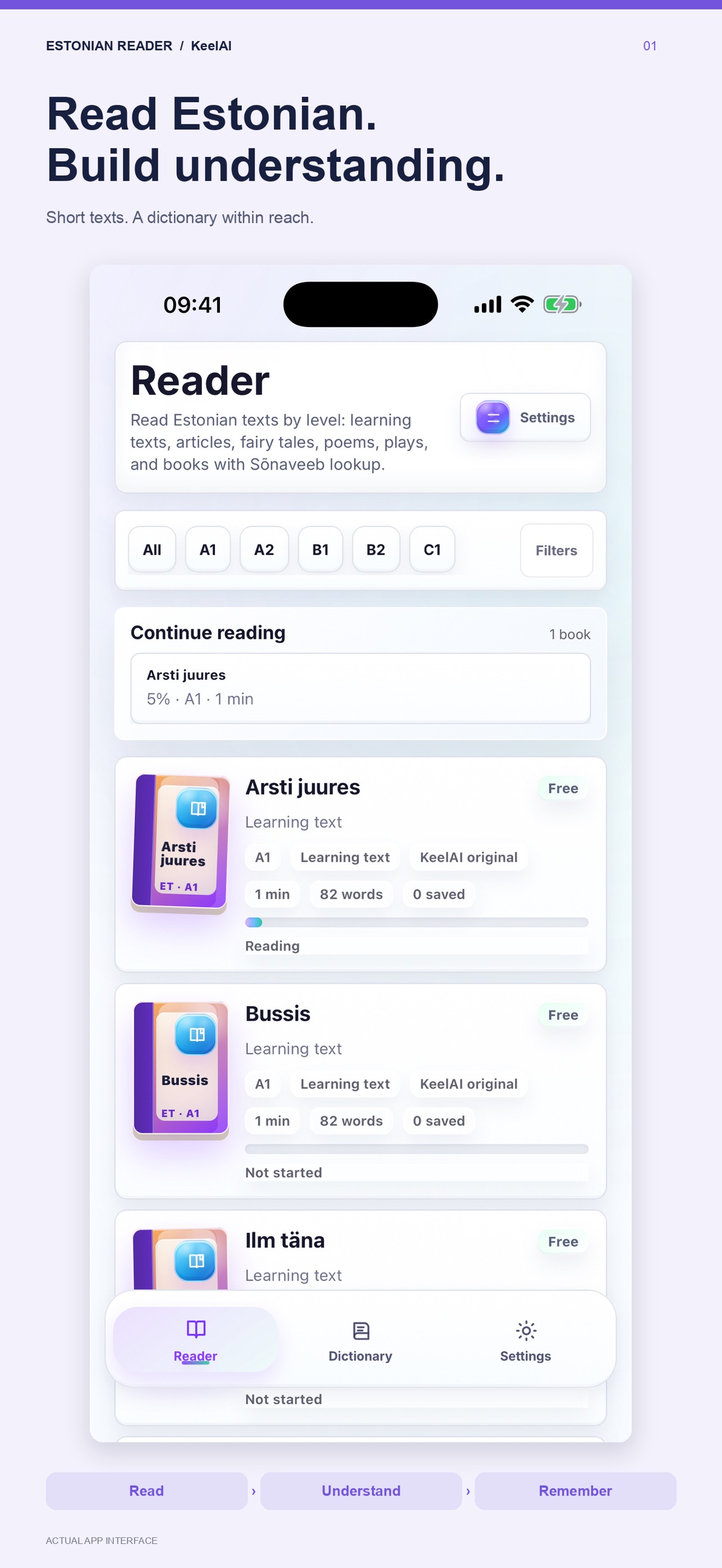 Screenshot 1 of Estonian Reader: KeelAI