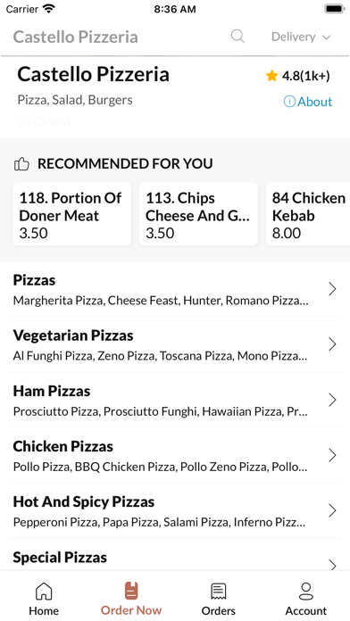 Castello Pizzeria Screenshot