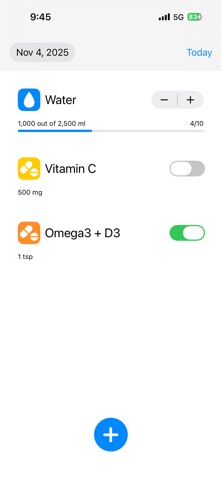 Tabby - Water & Pills Tracker iPhone screenshot